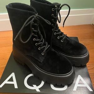 Aqua Black Platform Ankle Booties